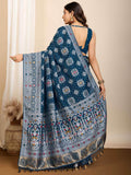 Glamorous Teal Blue Zari Weaving Silk Wedding Saree With Blouse - Zeel Clothing