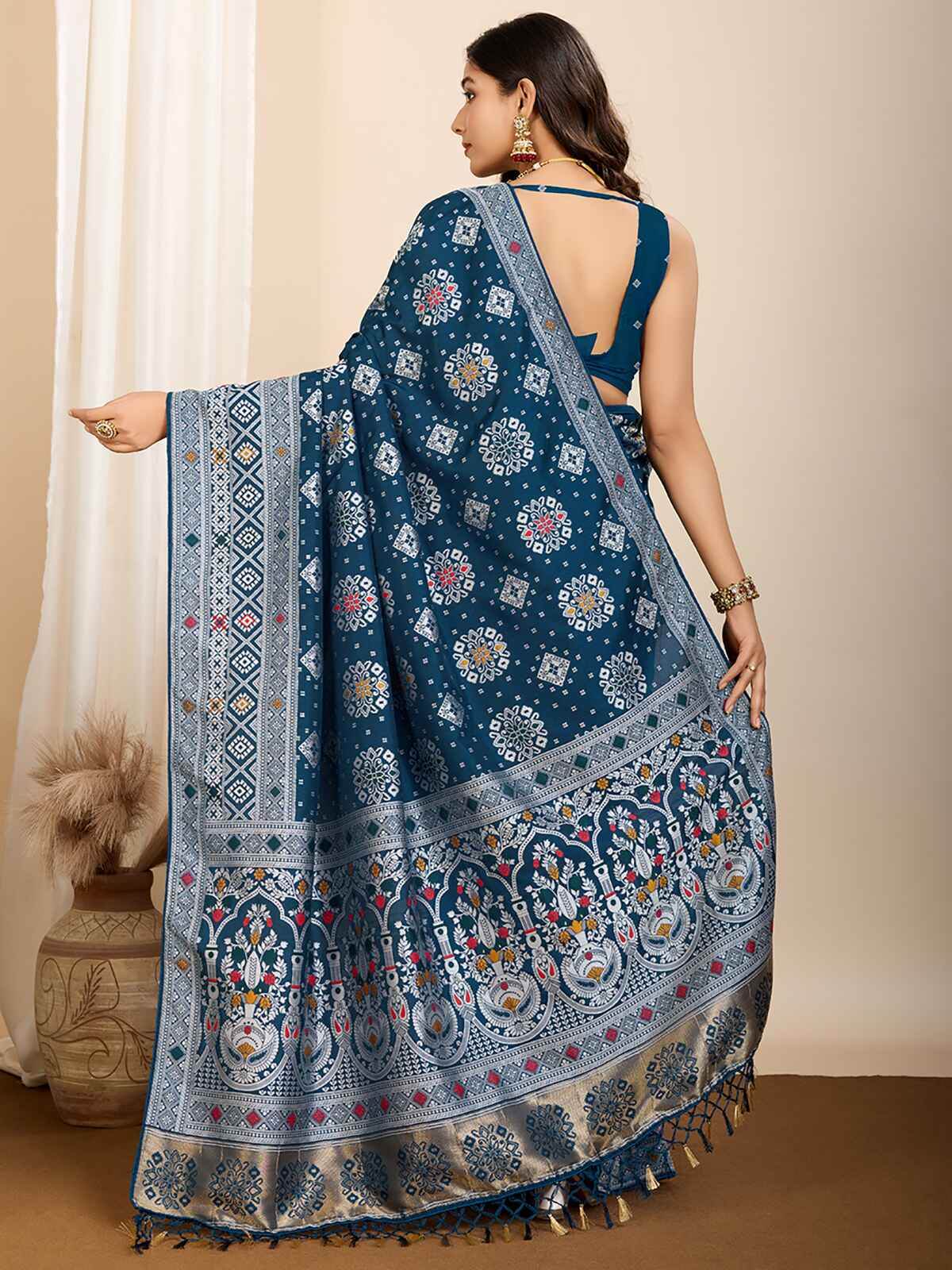 Glamorous Teal Blue Zari Weaving Silk Wedding Saree With Blouse - Zeel Clothing
