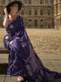 Glamorous Violet Woven Satin Function Wear Saree With Blouse - Zeel Clothing