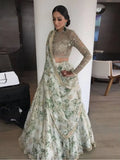 Glamorous White Floral Printed Organza Sangeet Wear Lehenga Choli - Zeel Clothing