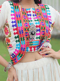 Glamorous White Gota Patti Silk Traditional Lehenga Choli With Jacket - Zeel Clothing