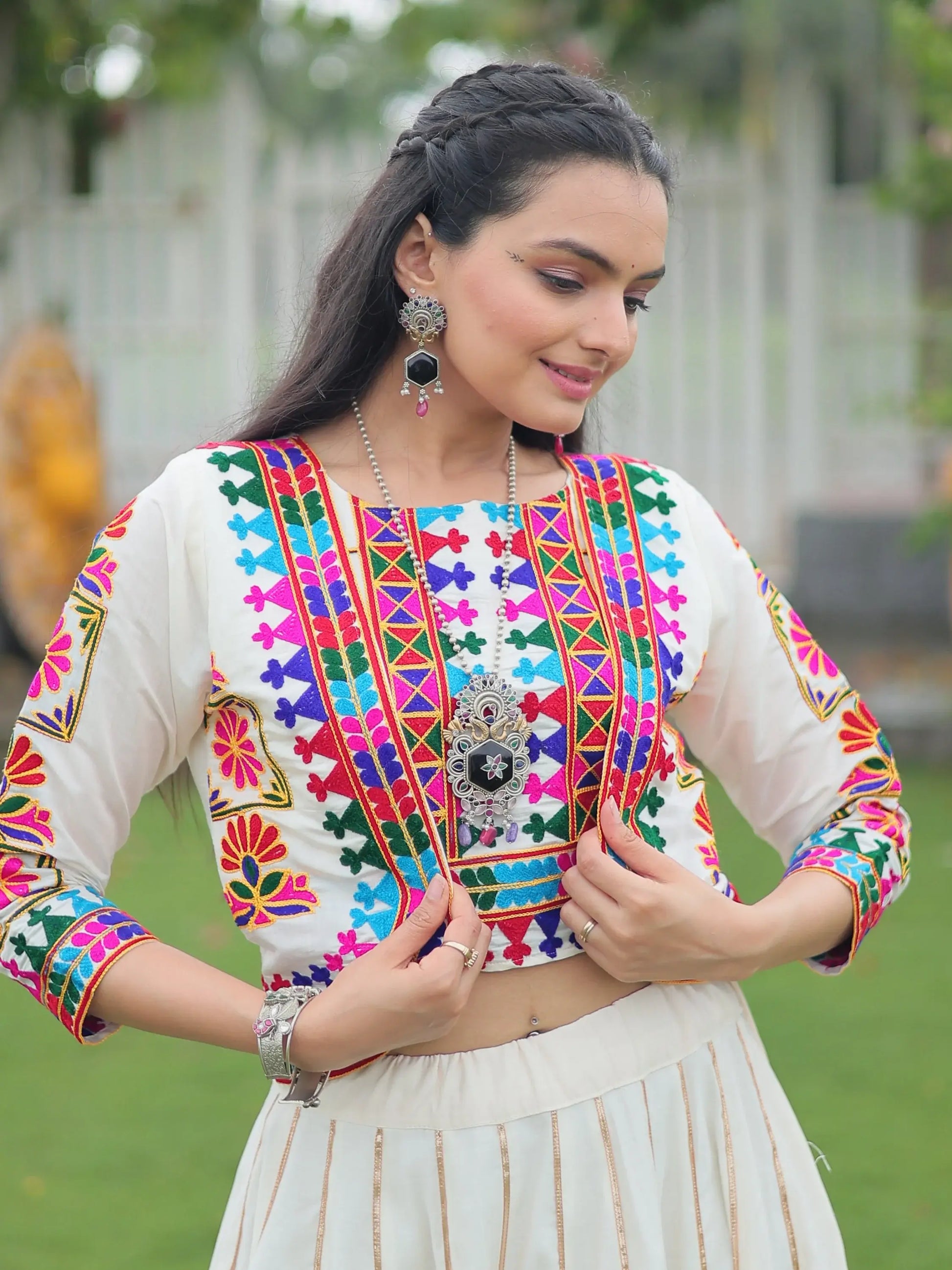 Glamorous White Gota Patti Silk Traditional Lehenga Choli With Jacket - Zeel Clothing