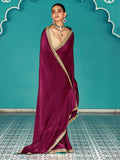 Glamorous Wine Embroidered Border Tissue Silk Bridal Wear Saree - Zeel Clothing