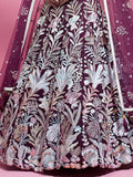 Glamorous Wine Sequins Net Reception Wear Lehenga Choli With Dupatta - Zeel Clothing