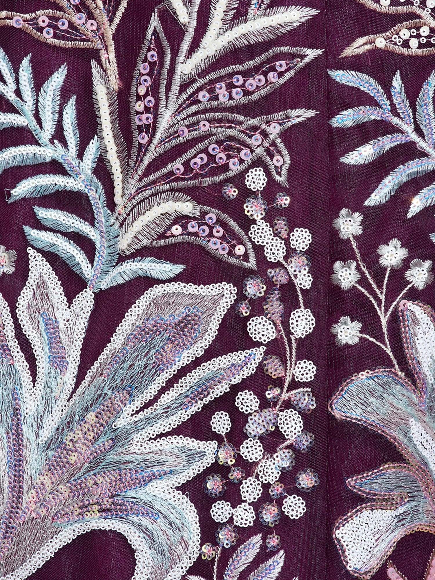 Glamorous Wine Sequins Net Reception Wear Lehenga Choli With Dupatta - Zeel Clothing