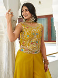 Glamorous Yellow Embroidered Georgette Party Wear Palazzo Suit - Zeel Clothing