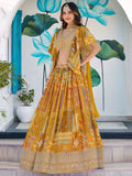 Glamorous Yellow Printed Chinon Haldi Wear Lehenga Choli With Dupatta - Zeel Clothing