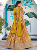 Glamorous Yellow Printed Chinon Haldi Wear Lehenga Choli With Dupatta - Zeel Clothing
