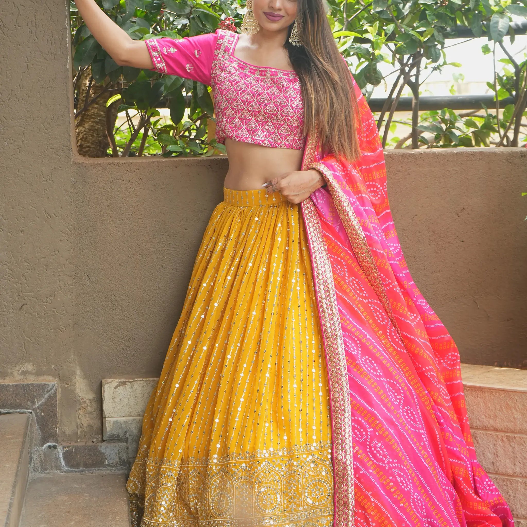 Glamorous Yellow Sequins Georgette Haldi Wear Lehenga Choli - Zeel Clothing