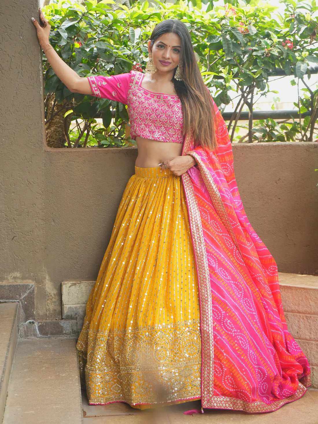 Glamorous Yellow Sequins Georgette Haldi Wear Lehenga Choli - Zeel Clothing
