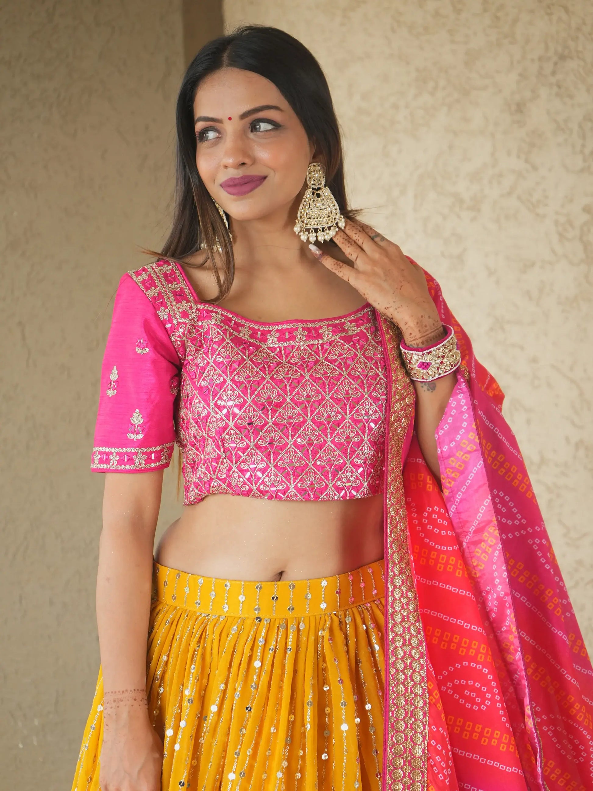 Glamorous Yellow Sequins Georgette Haldi Wear Lehenga Choli - Zeel Clothing