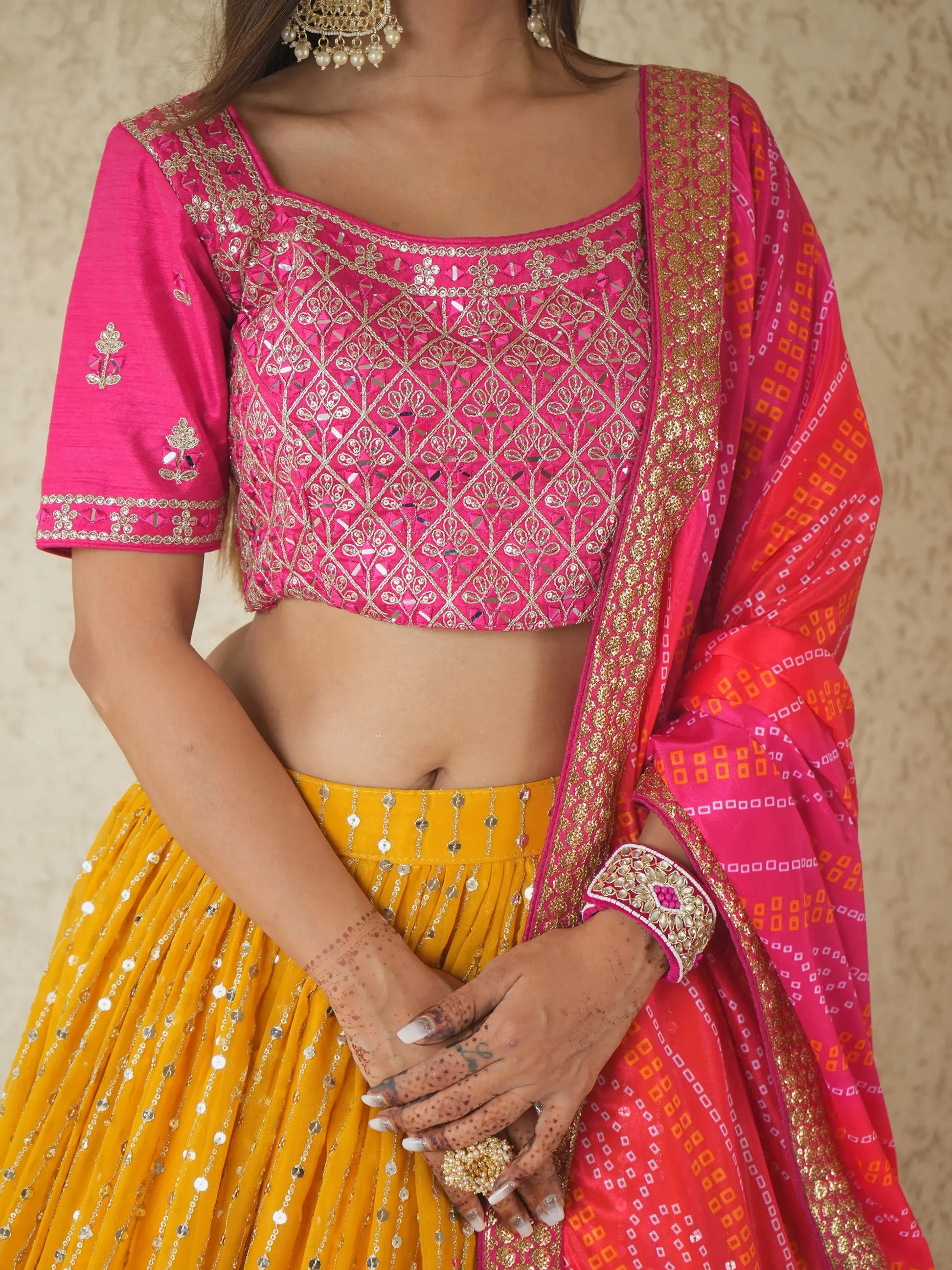 Glamorous Yellow Sequins Georgette Haldi Wear Lehenga Choli - Zeel Clothing
