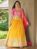 Glamorous Yellow Sequins Georgette Haldi Wear Lehenga Choli - Zeel Clothing