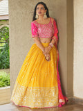 Glamorous Yellow Sequins Georgette Haldi Wear Lehenga Choli - Zeel Clothing