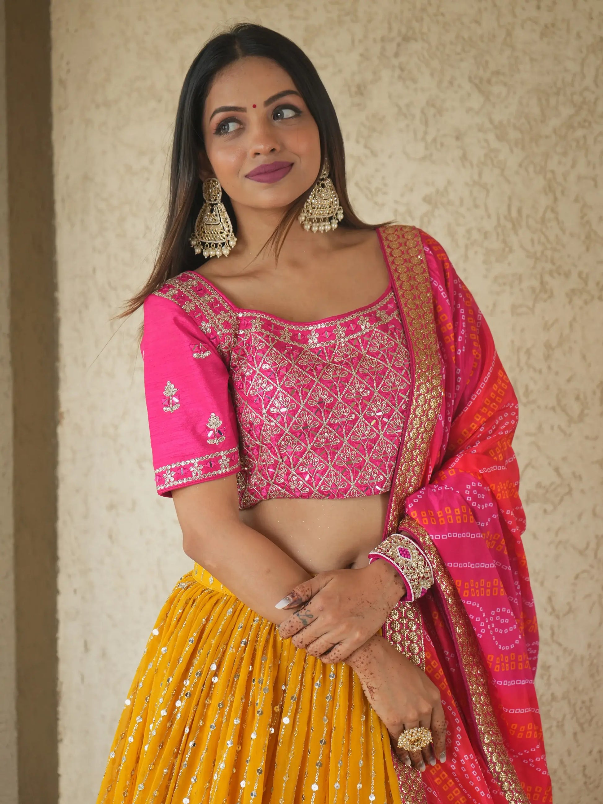 Glamorous Yellow Sequins Georgette Haldi Wear Lehenga Choli - Zeel Clothing