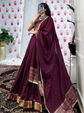 Glamourous Wine Zari Weaving Border Chanderi Silk Lehenga Choli - Zeel Clothing