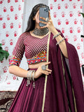 Glamourous Wine Zari Weaving Border Chanderi Silk Lehenga Choli - Zeel Clothing