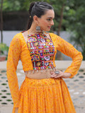 Gleaming Yellow Bandhej Print Georgette Navratri Wear Lehenga Choli - Zeel Clothing