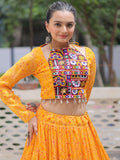 Gleaming Yellow Bandhej Print Georgette Navratri Wear Lehenga Choli - Zeel Clothing