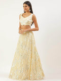 Glorious Beige Sequins Net Festive Wear Lehenga Choli With Dupatta - Zeel Clothing