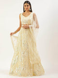 Glorious Beige Sequins Net Festive Wear Lehenga Choli With Dupatta - Zeel Clothing