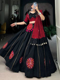 Glorious Black Gamthi Patch Work Cotton Navratri Special Lehenga Choli - Zeel Clothing