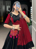 Glorious Black Gamthi Patch Work Cotton Navratri Special Lehenga Choli - Zeel Clothing