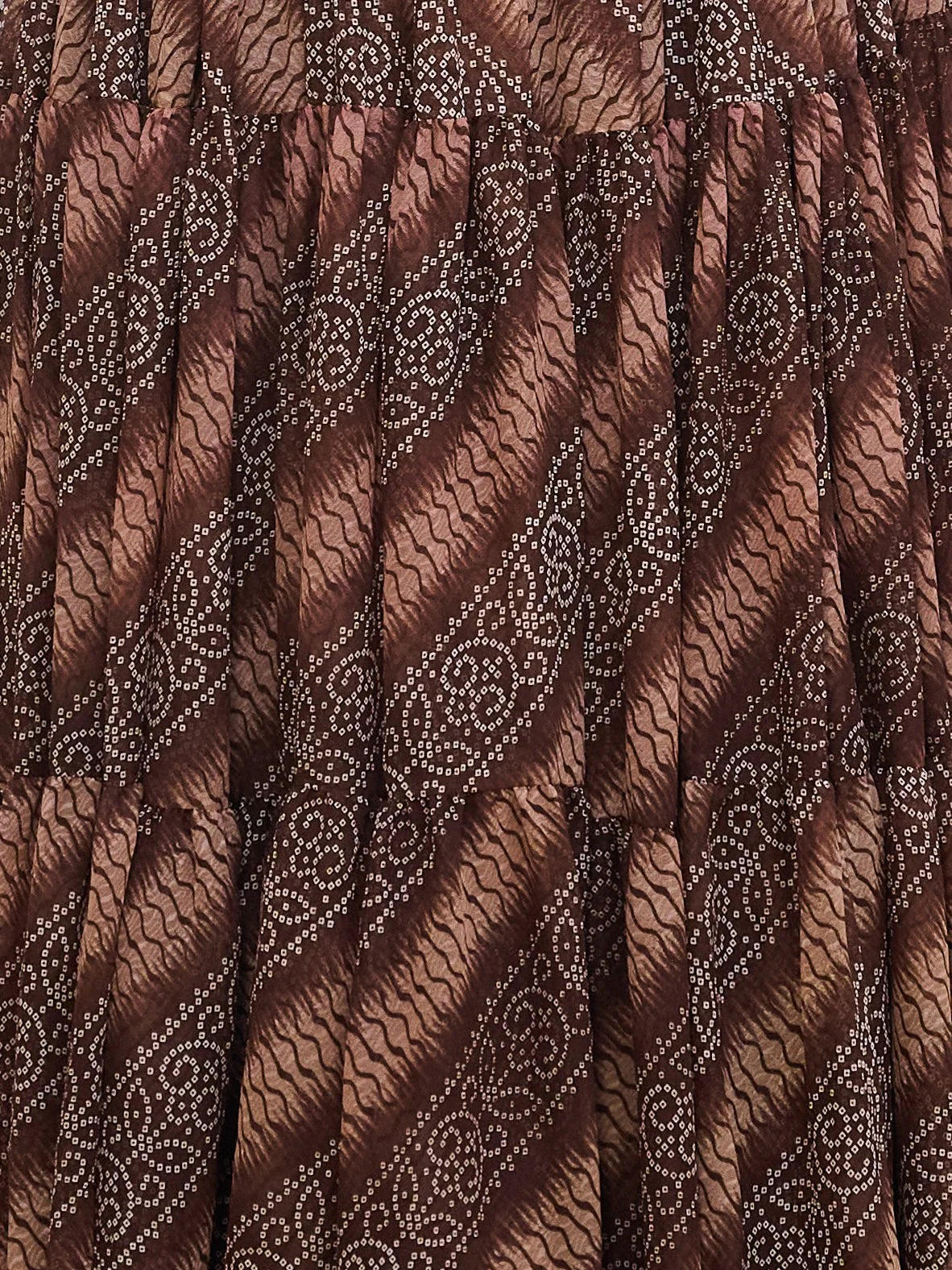 Glorious Brown Bandhani Print Georgette Navratri Special Gown - Zeel Clothing