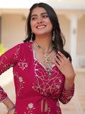Glorious Hot Pink Embroidered Georgette Festive Wear Palazzo Suit With Shrug - Zeel Clothing