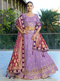 Glorious Lavender Coding Work Viscose Silk Traditional Lehenga Choli With Dupatta - Zeel Clothing