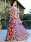 Glorious Lavender Coding Work Viscose Silk Traditional Lehenga Choli With Dupatta - Zeel Clothing
