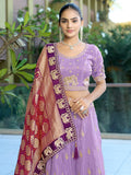Glorious Lavender Coding Work Viscose Silk Traditional Lehenga Choli With Dupatta - Zeel Clothing