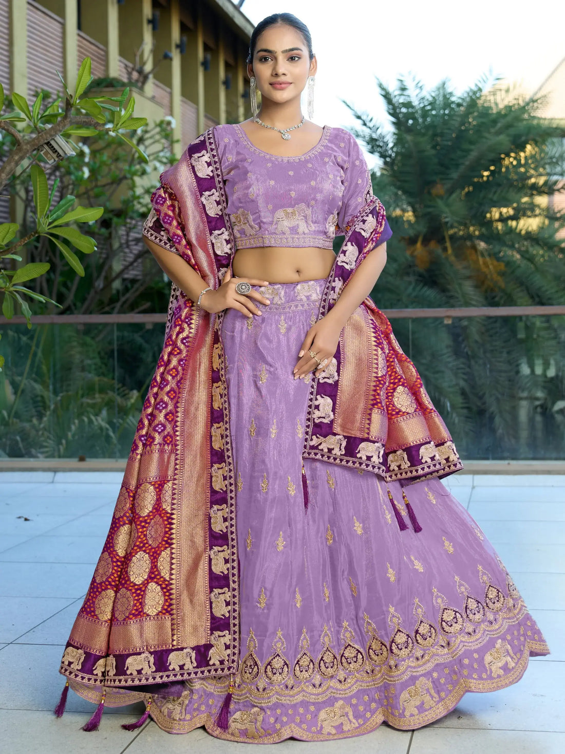 Glorious Lavender Coding Work Viscose Silk Traditional Lehenga Choli With Dupatta - Zeel Clothing
