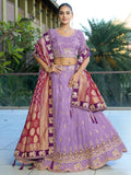 Glorious Lavender Coding Work Viscose Silk Traditional Lehenga Choli With Dupatta - Zeel Clothing