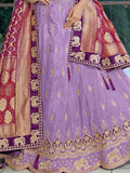 Glorious Lavender Coding Work Viscose Silk Traditional Lehenga Choli With Dupatta - Zeel Clothing