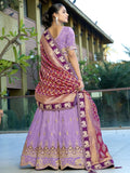 Glorious Lavender Coding Work Viscose Silk Traditional Lehenga Choli With Dupatta - Zeel Clothing