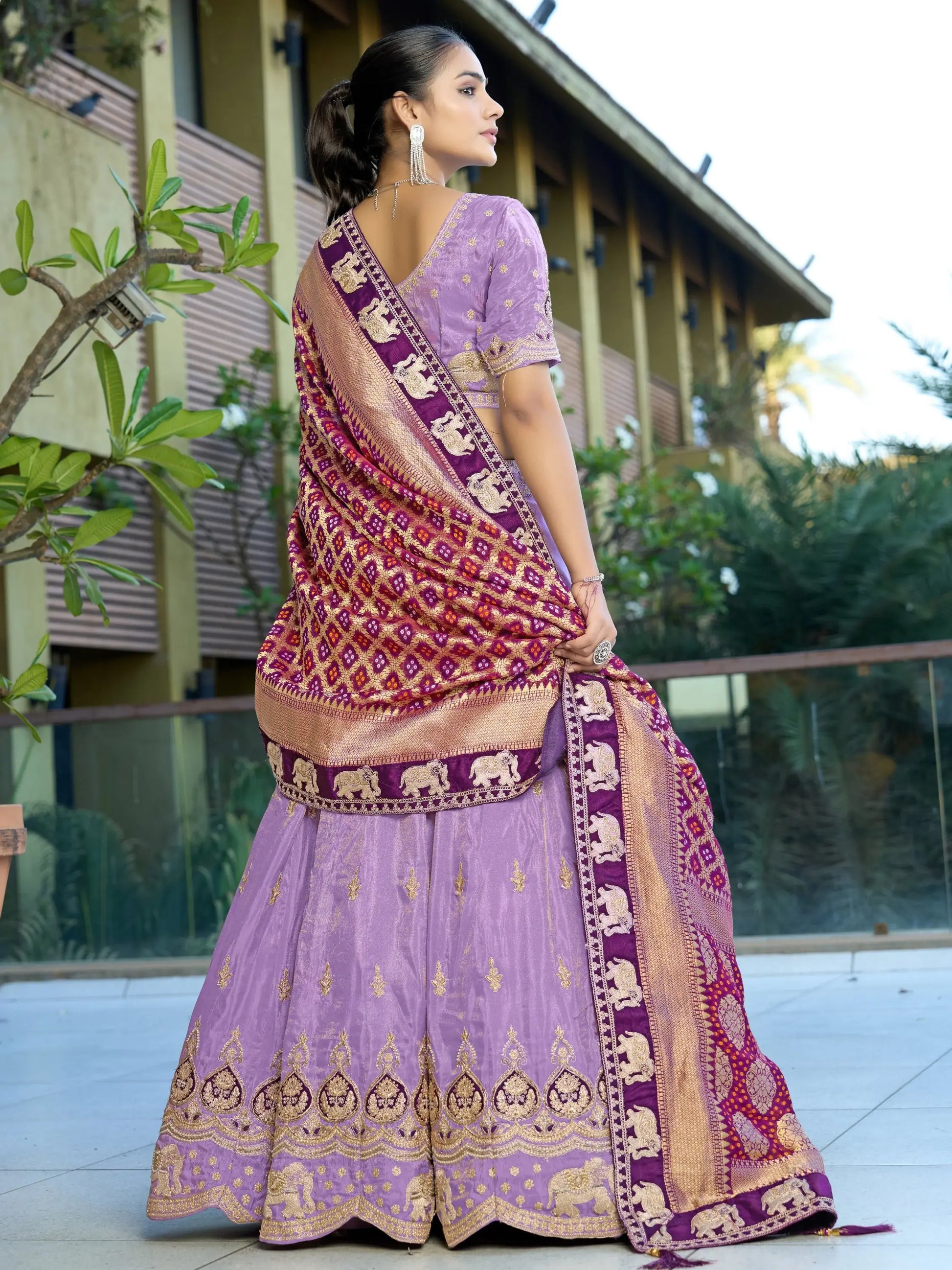 Glorious Lavender Coding Work Viscose Silk Traditional Lehenga Choli With Dupatta - Zeel Clothing