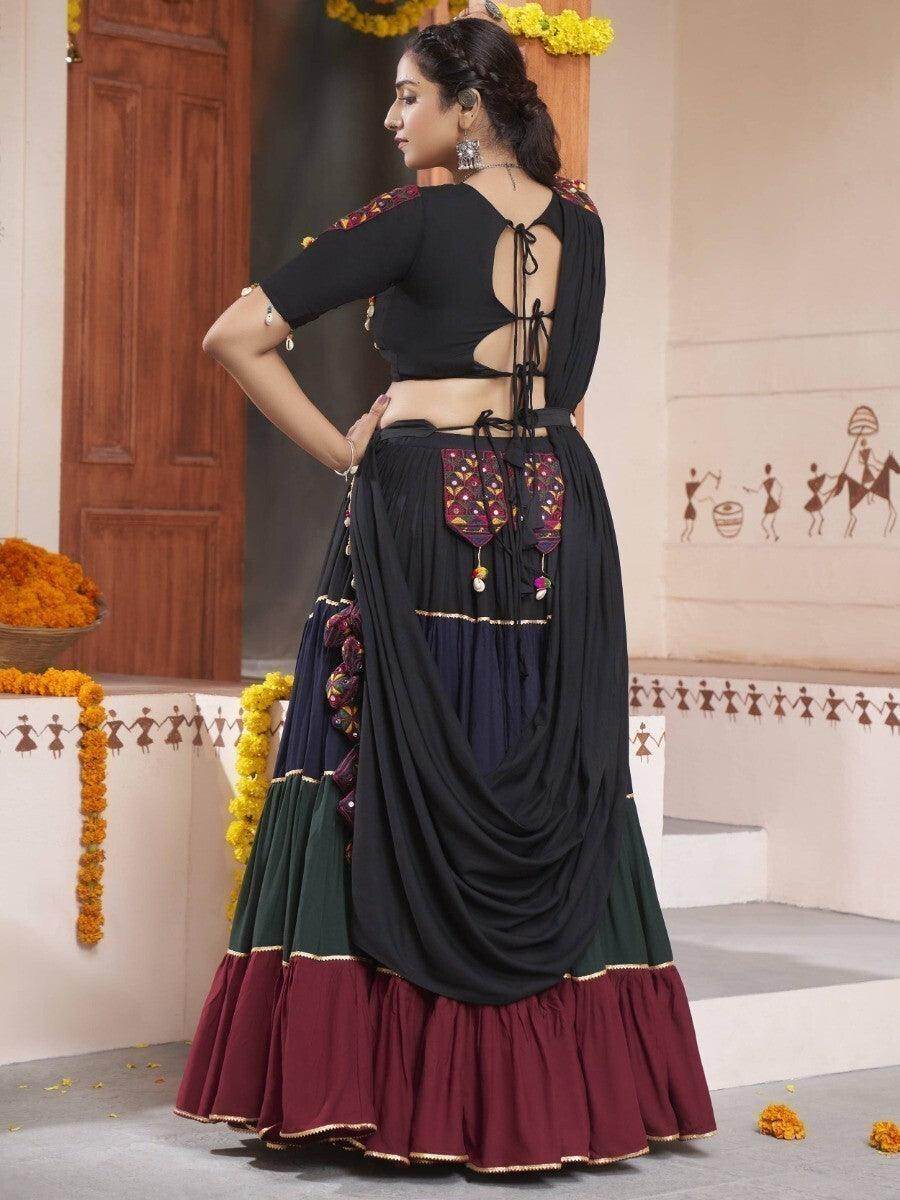 Glorious Multi-Colored Thread Embroided Rayon Festive Lehenga Choli - Zeel Clothing