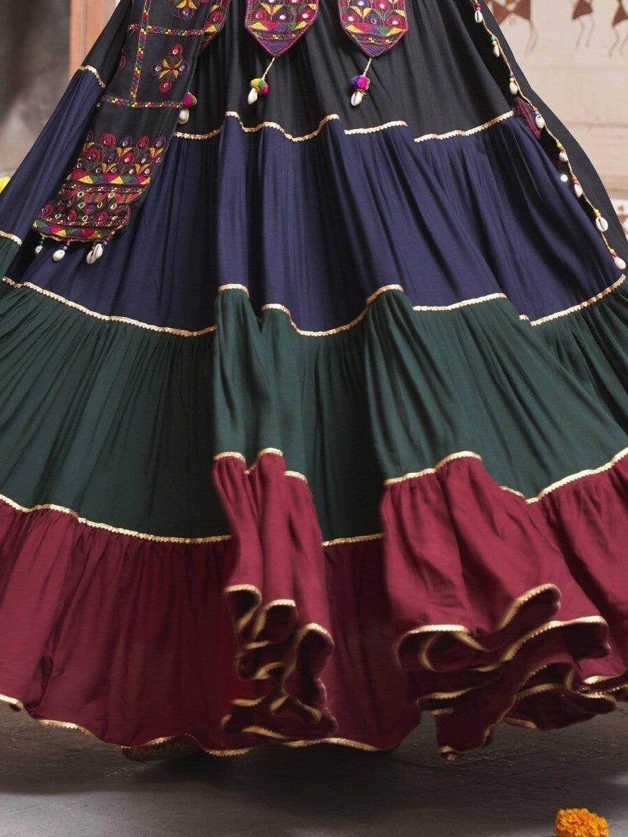 Glorious Multi-Colored Thread Embroided Rayon Festive Lehenga Choli - Zeel Clothing