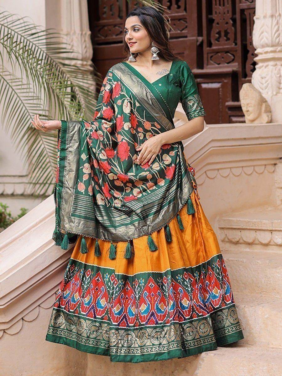Glorious Mustard Patola Printed Silk Festival Wear Lehenga Choli - Zeel Clothing