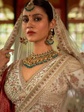 Glorious Off-White Sequins Silk Bridal Lehenga Choli With Double Dupatta