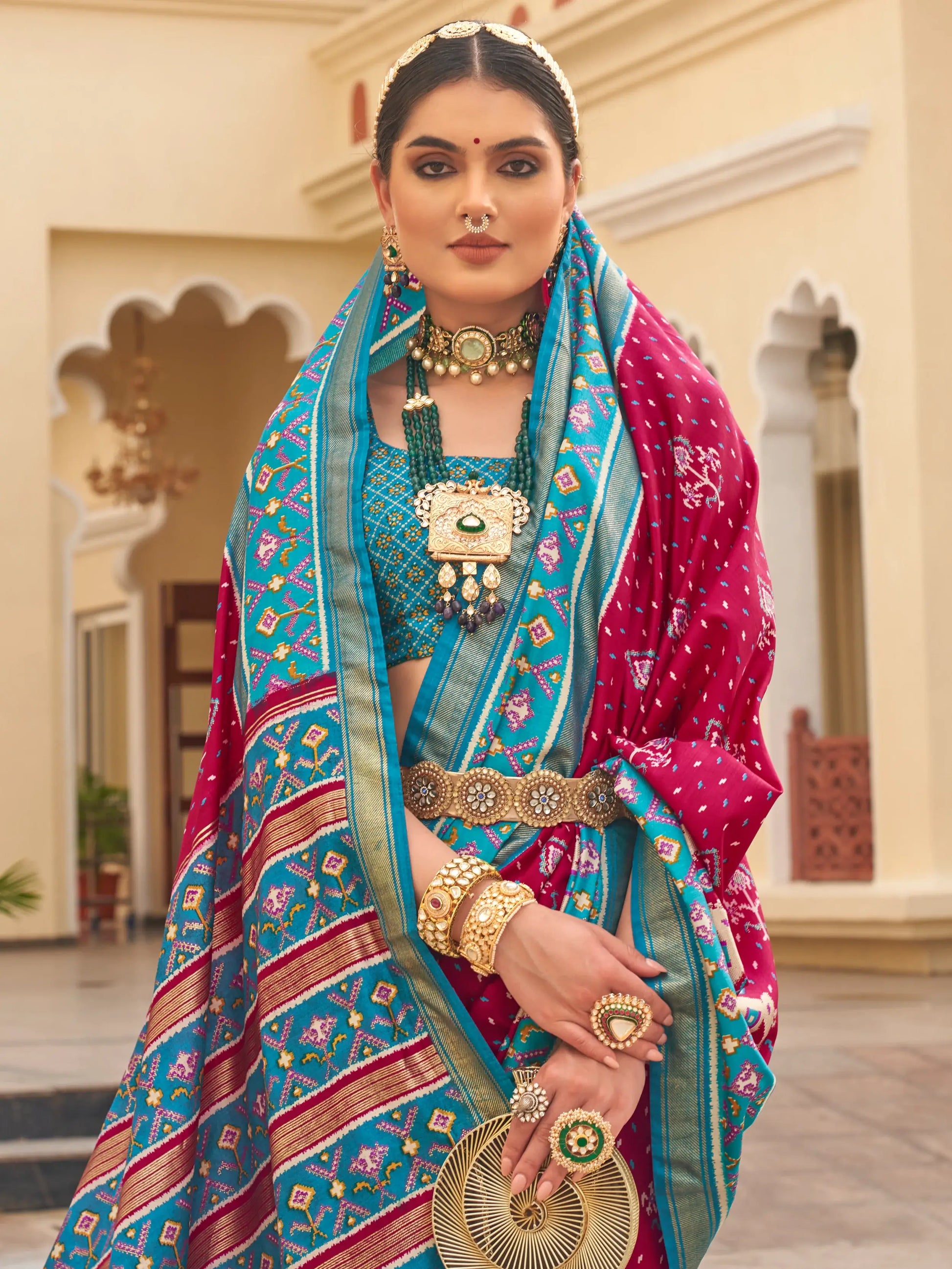 Glorious Pink Patola Print Silk Reception Wear Saree With Blouse - Zeel Clothing