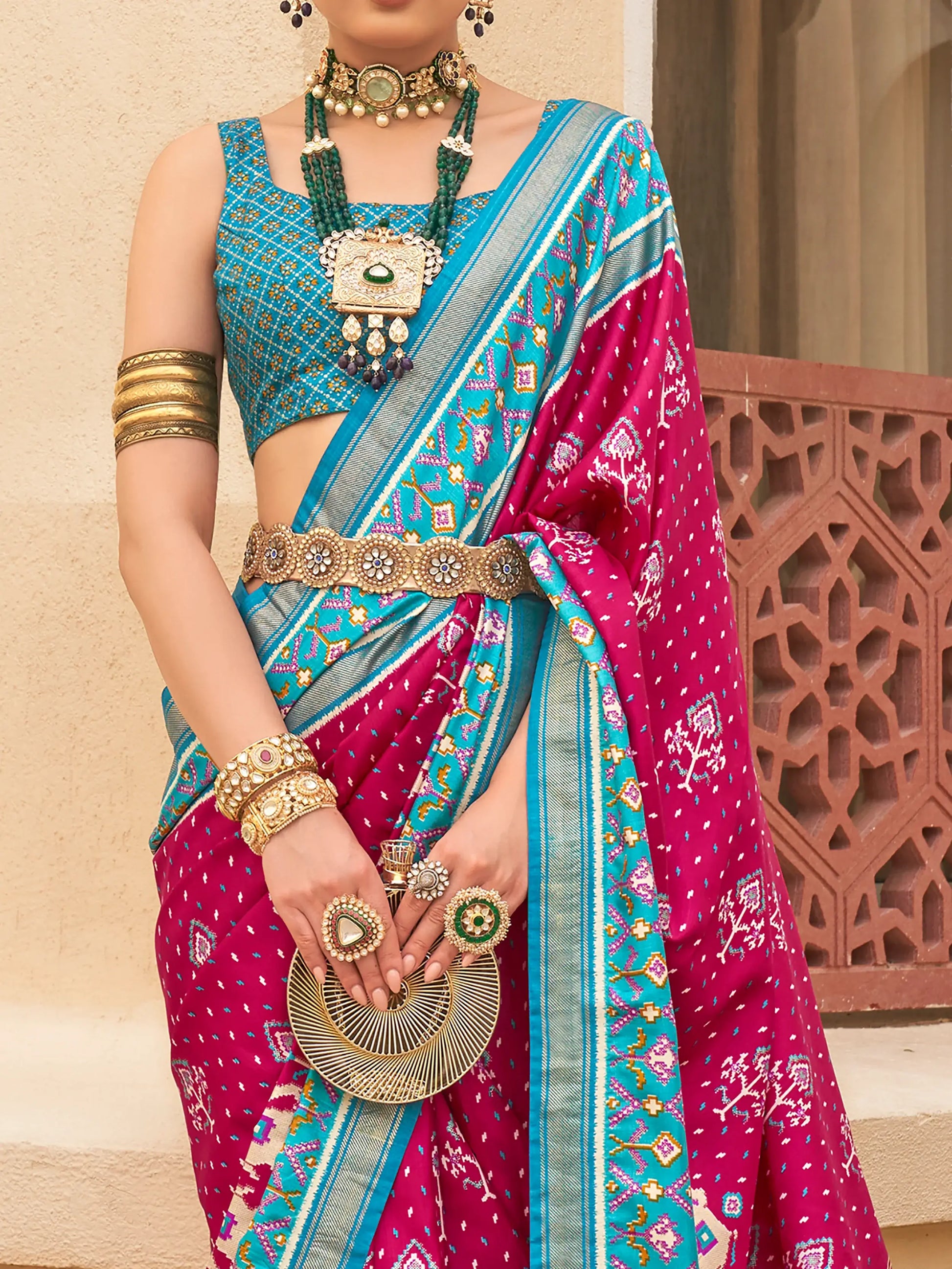 Glorious Pink Patola Print Silk Reception Wear Saree With Blouse - Zeel Clothing