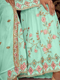 Glorious Sea Green Sequins Georgette Sharara Suit With Dupatta - Zeel Clothing