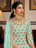 Glorious Sea Green Sequins Georgette Sharara Suit With Dupatta - Zeel Clothing