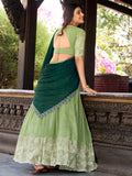 Good-looking Pista Green Sequins Organza Lehenga Choli With Dupatta - Zeel Clothing
