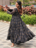 Gorgeous Black Bandhani Printed Georgette Navratri Wear Gown - Zeel Clothing