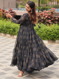 Gorgeous Black Bandhani Printed Georgette Navratri Wear Gown - Zeel Clothing