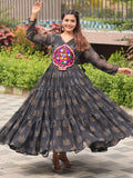 Gorgeous Black Bandhani Printed Georgette Navratri Wear Gown - Zeel Clothing