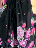 Gorgeous Black Floral Printed Georgette Casual Wear Saree With Blouse - Zeel Clothing